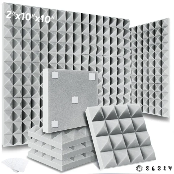 Studio Monitor Acoustic 6/12/24 Pcs, Soundproof Foam Panel Sound Proof Insulation For Wall Room, Pyramid Acoustic Foam Panels - Image 8