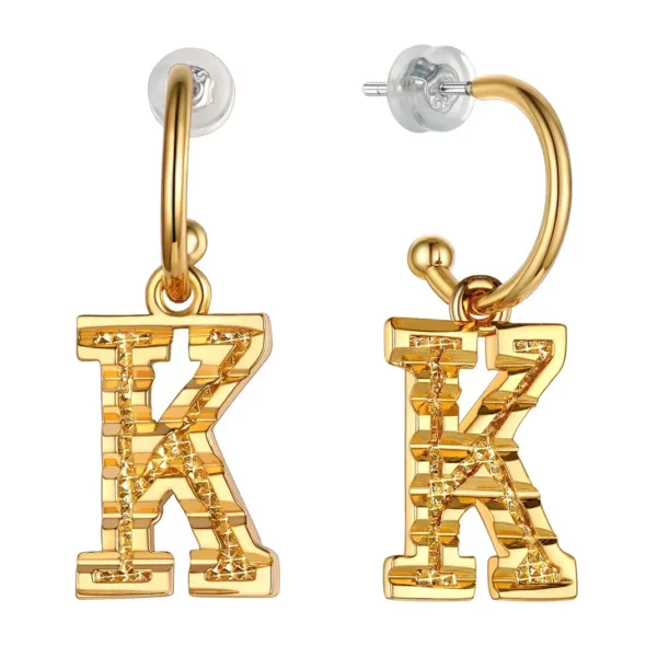 Vintage Gold Alphabet Earrings - Image 11