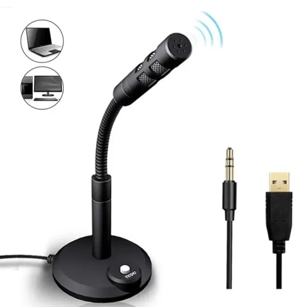 USB Desktop Microphone 3.5mm Omnidirectional PC Laptop Computer Mic for Computer Gaming Recording Chatting Singing Meeting - Image 4