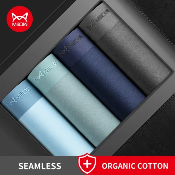 MiioW 4Pcs Organic Cotton Men Boxers Shorts Antibacterial Innerwear Man Underwear Boxer Men's Panties Male Trunks Underpants New - Image 4