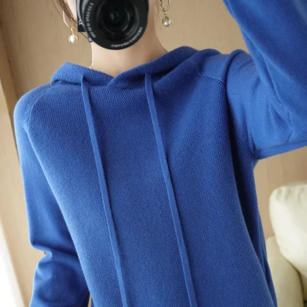 Hooded Sweater for Women Spring and Autumn 2024 New Hoodie Underlay with Knitted Shirt for Casual Large Hooded Sweater for Women - Image 14