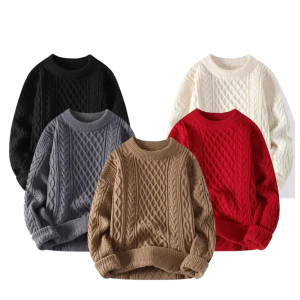 Men Korean Fashion Sweater Autumn Winter Warm Knitwear Pullovers Loose Casual Sweatshirts Knitted Jumper Streetwear Male Clothes - Image 7