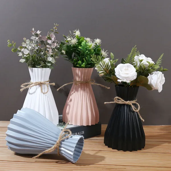 Vase Dry Flower Bottle Simple Modern Waist Cinching Creative Flower Vase Flower Arrangement Plastic Flowerpot Home Decorations - Image 7
