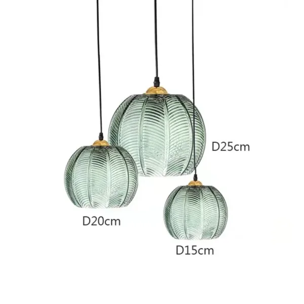 Nordic Glass Pendant Light Green Leaf Pattern Lighting For Living Room Dining Room Hotel Study Bedroom Indoor Decorative Fixture - Image 3