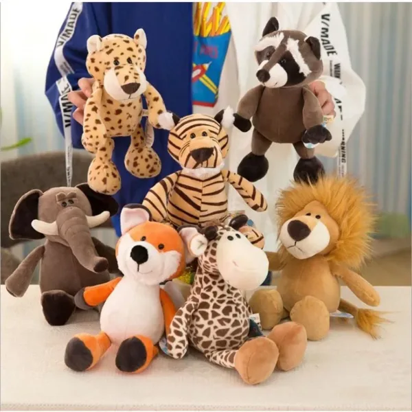 25CM Kawaii Jungle Animal Plush Toys Forest Animal Plush Dog Zebra Elephant Lion Fox Giraffe Children's Toys Doll Birthday Gift - Image 2