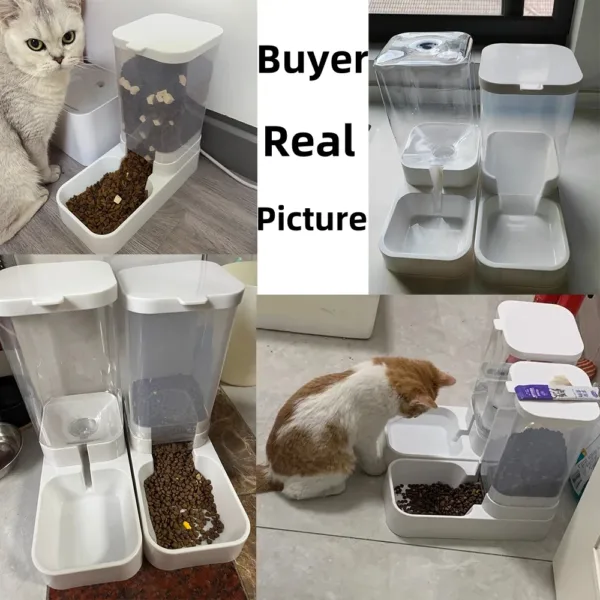 Dog Feeder Cat Water Dispenser Automatic Cat Feeder and Cat Water Dispenser Gravity Cat Feeder Food Storage Dispenser Container - Image 4