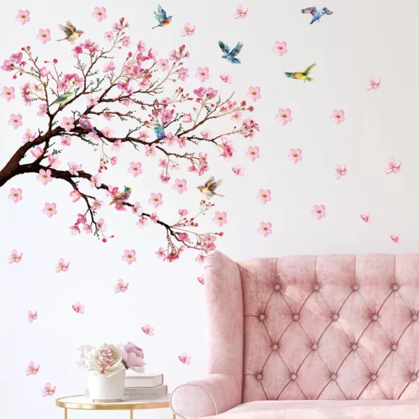Watercolour Bird Flower Wall Stickers Living Room Decoration for Bedroom Wall Decals Kids Room Baby Nursery Home Decor Girl Gift - Image 4