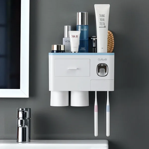 Bathroom Accessories organizer Set Toothbrush Holder Automatic Toothpaste Dispenser Holder Toothbrush Wall Mount Rack Tools Set - Image 5