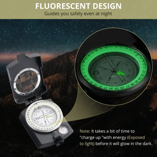 Multifunction Military Compass Pocket Metal Sighting Grey Camping Survival Built-in Bubble Level for Hiking Climbing Biking - Image 4
