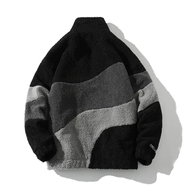 Hip Hop Winter Fleece Fluffy Jacket Streetwear Harajuku Fuzzy Zipper Coat Men Autumn Solid Color Men Lamb Fleece Winter Jackets - Image 8