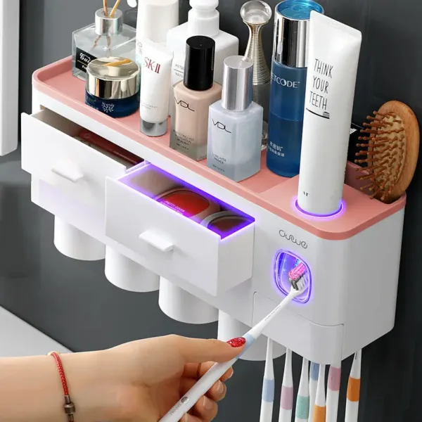 Bathroom Accessories organizer Set Toothbrush Holder Automatic Toothpaste Dispenser Holder Toothbrush Wall Mount Rack Tools Set - Image 16