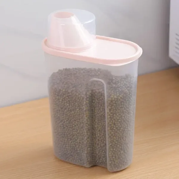 Kitchen Dry Grain Storage Tank Transparent Plastic Rice Bucket Food Storage Tank Multi-functional Sealed Storage Containers - Image 2