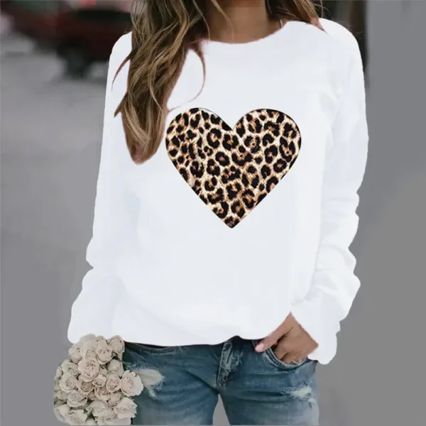 Crew-neck Hoodie New Leopard Print Love Print Europe and The United States Valentine's Day Hot Sales Sweatshirt Sweatshirts - Image 6