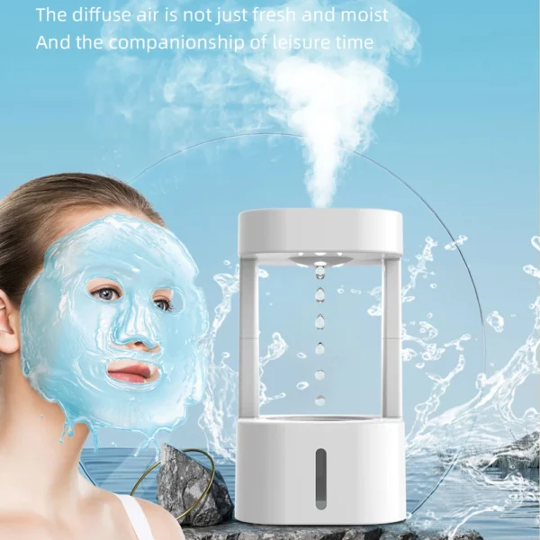 580ml Water Droplet Air Humidifier Anti-Gravity Ultrasonic Cool Mist Maker Weightless Sprayer with LED Night Light Humidifier