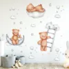 Cute Cartoon Moon Star Sleep Bear Wall Stickers Furniture Bedroom Decor for Kids Room Nursery Home Decoration Wall Decals - Image 7