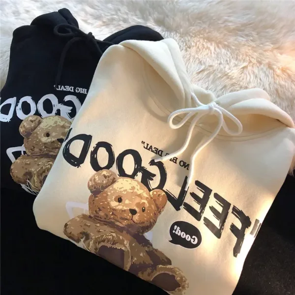 Brown Bear Men & Women Casual Oversize Hoodies Long Sleeve Pullovers Thicken Couple Hoodie Hooded Sweater Velvet Couple Clothes - Image 3