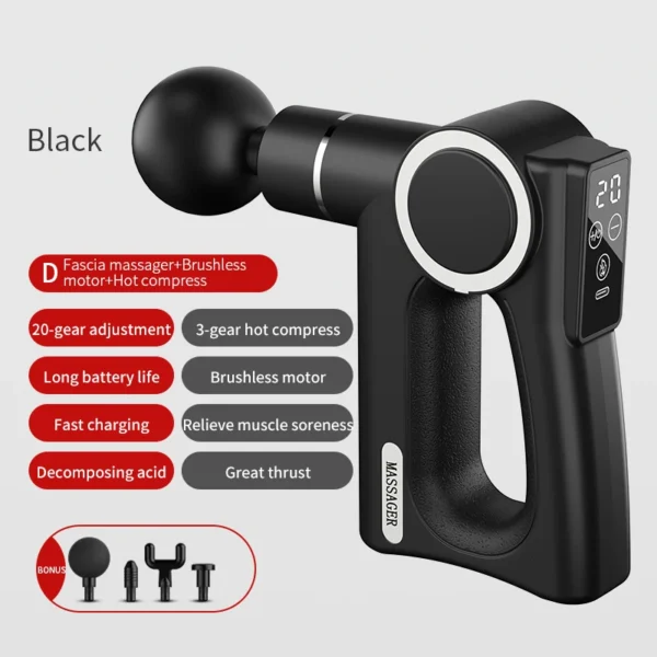 Square Massage Gun High Frequency Hot Compress Pulse Deep Tissue Body Vibrato Fascia Gun Sport Fitness Relax Muscle Massager - Image 15