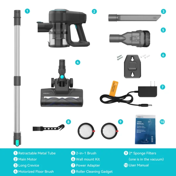 YISORA N300 Cordless Upright Vacuum Cleaner, 20Kpa Ultra Lightweight Stick Vacuum for Carpet, Hard Floor, Car, Pet Hair - Image 3