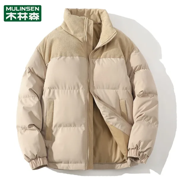 Winter Parkas Jacket Men Women Solid Patchwork Parkas Coat Loose Warm Thick Couple Jacket Korean Outwear Male Unisex Pink Green - Image 13