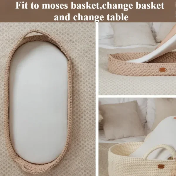 Baby Cradle Mattress Baby Out Basket Mat Nursing Table Mat Newborn Toddler Organic Cotton Foam Mattress with Extra Sheet Liner - Image 5