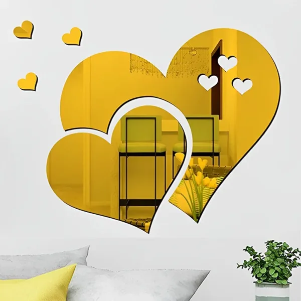 3D Acrylic Love Heart-Shaped Mirror Wall Stickers Removable Heart Art Decor Wall Poster DIY Living Room Wedding Home Decoration - Image 3