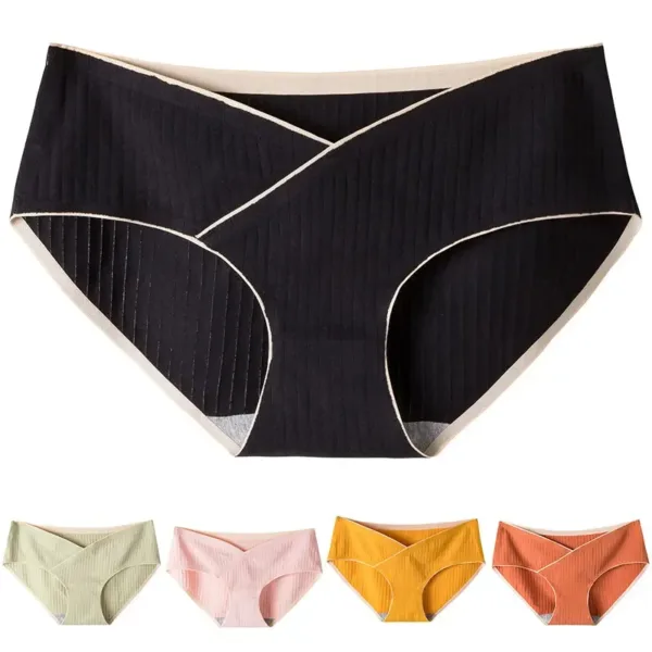 Stripe Jacquard Cotton Low Waist Belly Maternity Panties Plus Size Seamless Underwear for Pregnant Women Ladies Pregnancy Briefs - Image 5
