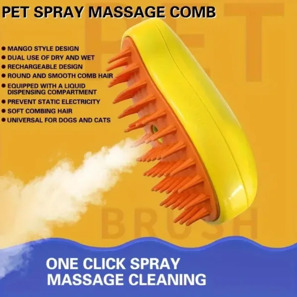 Mango Design Pet Spray Brush, Massage Bathing Comb For Dog & Cat Grooming Tool - Image 4