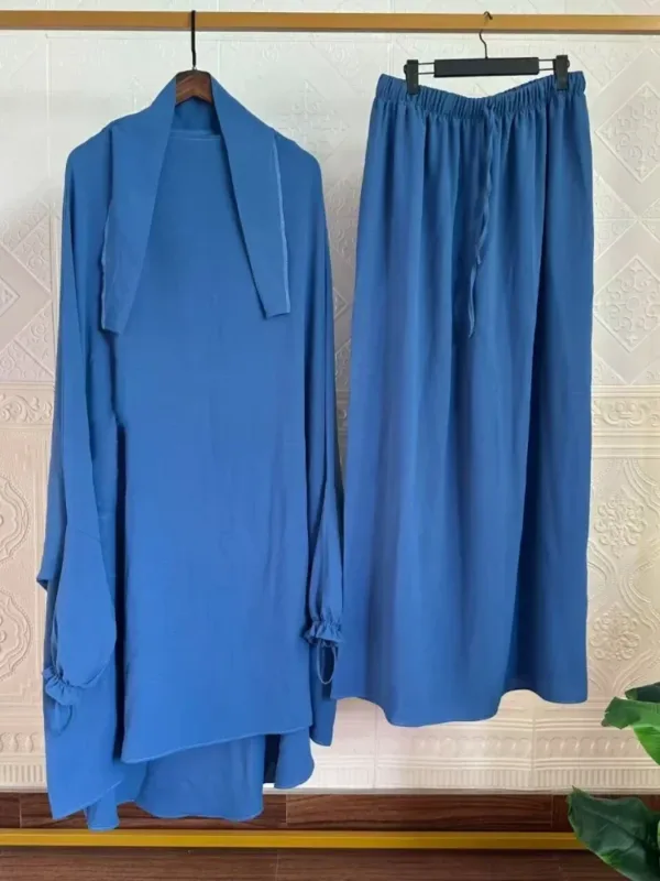 Eid Muslim Long Khimar Skirt 2 Piece Set for Women Abaya Dress Prayer Garment Hijab Full Cover Ramadan Kaftan Djellaba - Image 6