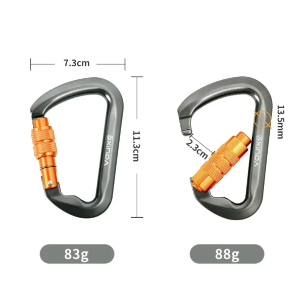 Xinda Outdoor Carabiner Rock Climbing Mountain Landing 30kN High Altitude Operation Equipment Aluminum Alloy Safety Buckle Hook - Image 21