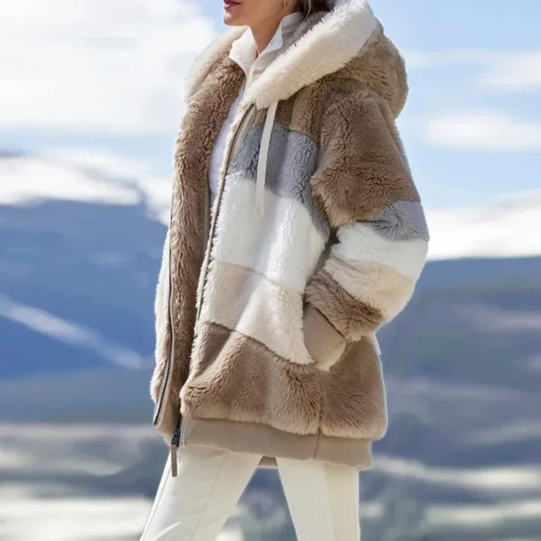 Oversized Jacket for Women Coat 2024 Autumn Winter Warm Plush Pocket Hooded Streetwear Loose Lady Zipper Cashmere Outerwear Coat - Image 2