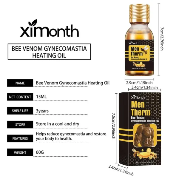 15ml Men Bee Gynecomastia Heating Oil Breast Shaping Breast Firm Massage Serum Breast Tighten Oil Skin Care - Image 4