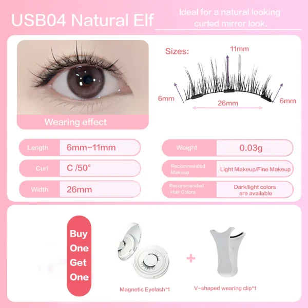 PRAECLARUS 2Pairs Reusable Magnetic Lashes No Glue Needed Professional Premium 3D Magnetic Eyelash 3-Step Press On False Eyelash - Image 3