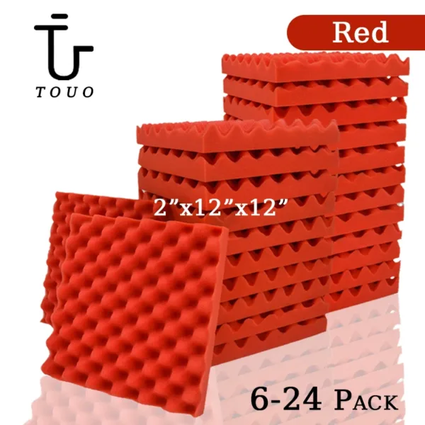 TOUO Egg Trough Acoustic Foam 6/12/24 Pcs Self-Adhesive Studio Wedge Tiles Sound Proofing Padding Wall Sound Proof Foam Panels - Image 4