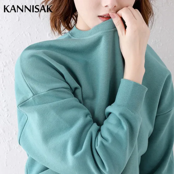 Women Sweatshirts O-neck Cotton Loose Long Sleeve Outerwear Spring Autumn Casual Sweatshirt Solid Womens Pullovers Harajuku Top - Image 5