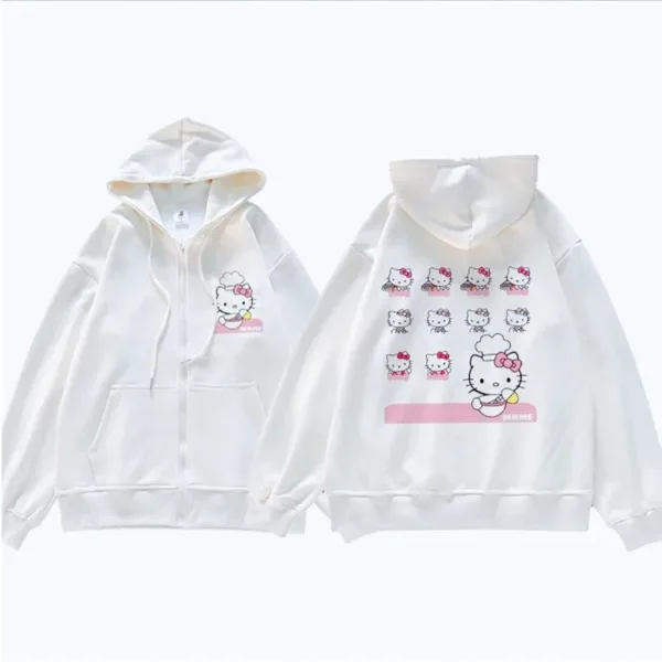 Sanrio Anime Cute Printed Hoodies Women Cartoon Hello Kitty Y2k Korean Students Loose Sweatshirt Fashion Sweet Cardigan Clothing - Image 11
