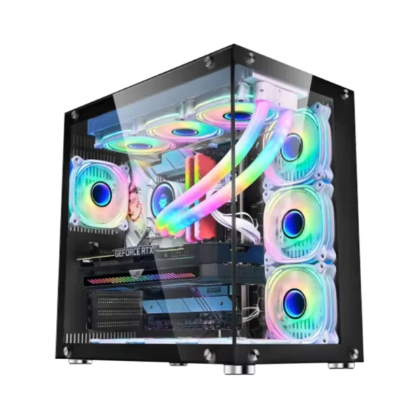 ATX Tower Computer Case, 0.6mm SPCC + Tempered Glass Material, Up to360mm Radiator & 10x 120mm Case Fans, USB 3.0 / USB 2.0*2 - Image 4