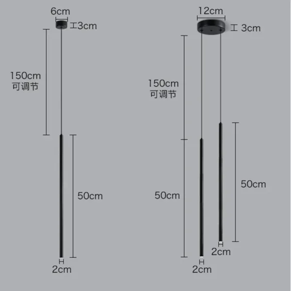 Superfine 2CM Led Pendant Lights Long Tube Hanging Lamp Kitchen Island Dining Room Table Pendant Lamp Bedroom Bedside Droplight - Image 9