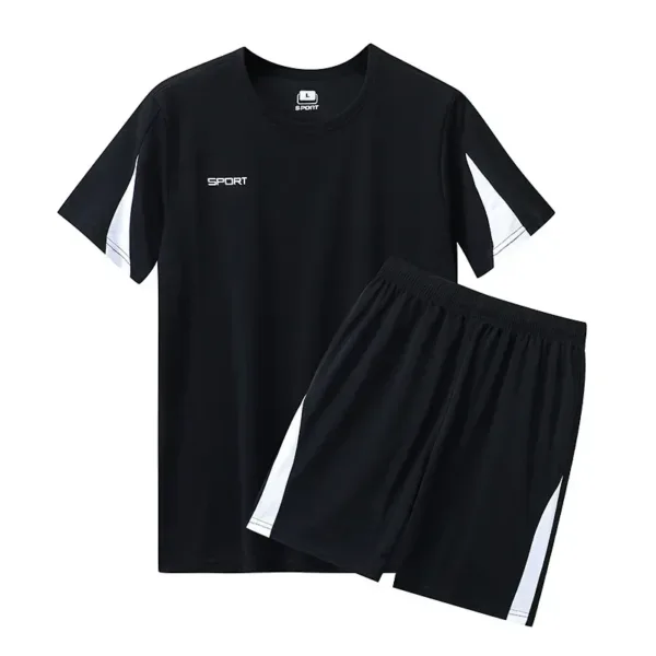 Men Running 2024 Summer Latest Sportswear Polyester Printed T-shirt + Shorts Quick Dry Sport Suit 2-piece Outfits Jogger Set - Image 3
