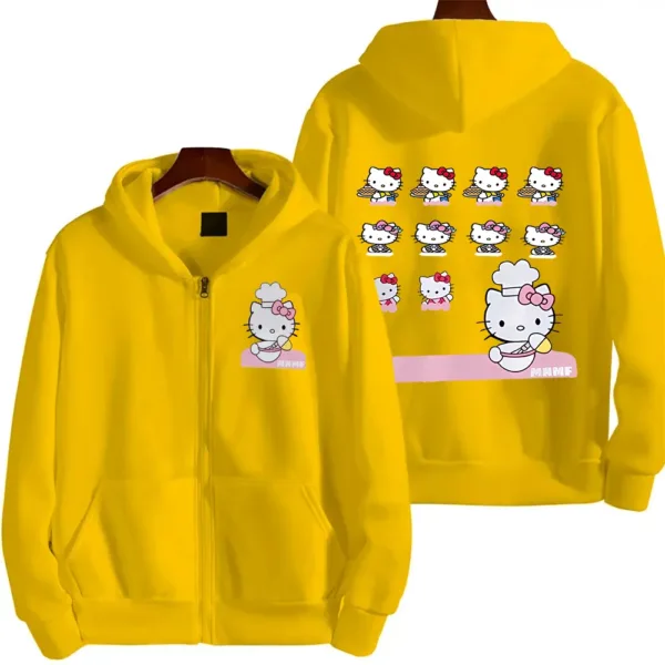 Sanrio Anime Cute Printed Hoodies Women Cartoon Hello Kitty Y2k Korean Students Loose Sweatshirt Fashion Sweet Cardigan Clothing - Image 8