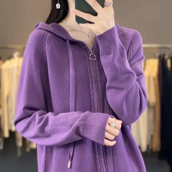 Zip-up Hoodies And Sweatshirts For Women Merino Wool Long Sleeve Sweaters Ladies Clothes Knitted Jumpers New Arrivals Outerwears - Image 2