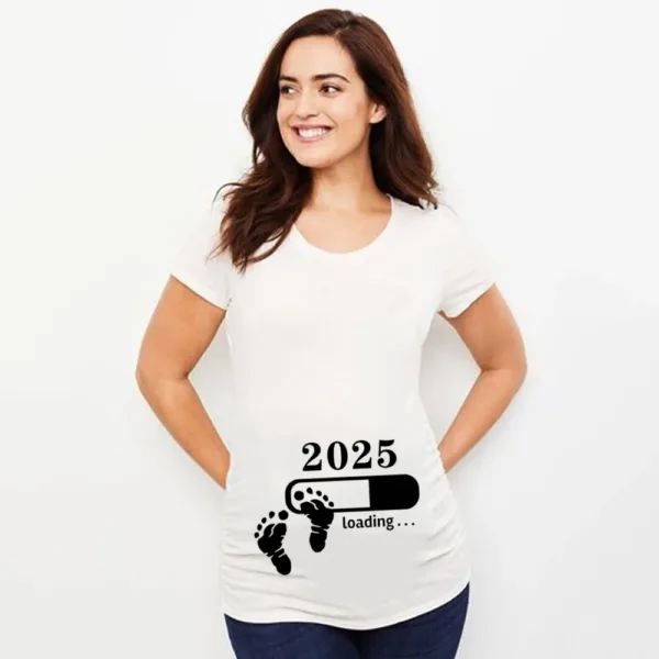 Baby Loading 2025 Print Pregnant T-Shirt Maternity Short Sleeve T Shirts Pregnancy Announcement Tops New Mom Tshirt Clothes Tees - Image 7