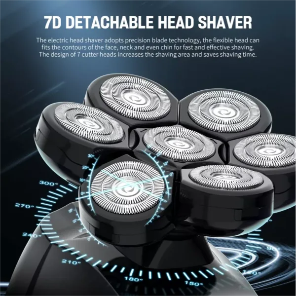 SEJOY 6-in-1 Multifunctional 7D Head Shavers for Bald Men Electric Razor with Nose Hair Trimmer Waterproof Mens Grooming Kit