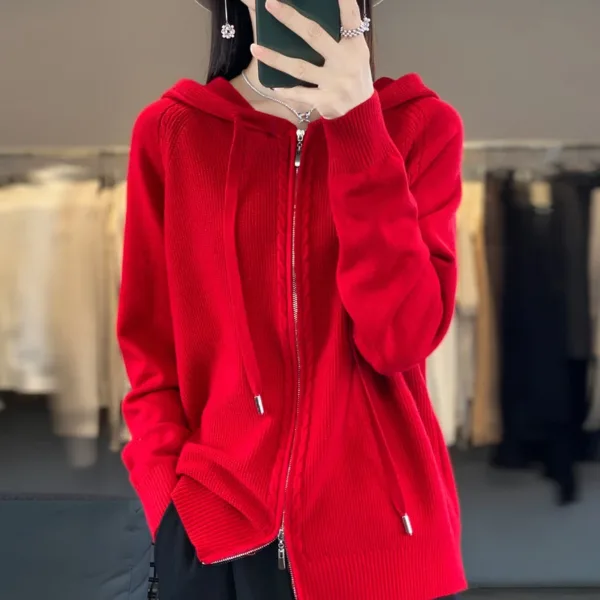 Zip-up Hoodies And Sweatshirts For Women Merino Wool Long Sleeve Sweaters Ladies Clothes Knitted Jumpers New Arrivals Outerwears - Image 12