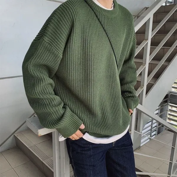 2023 Men Autumn Solid Color Wool Sweaters Slim Fit Streetwear Mens Clothing Casual Knitted Sweater Men Korean Fashion Pullovers - Image 8