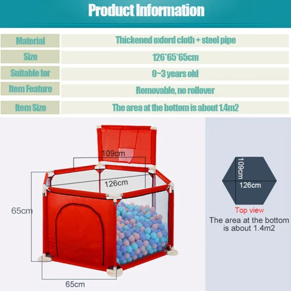 IMBABY Baby Playpen Green Hexagon Playpen for Children with Basketball Board Children's Playpen Ball Pit Baby Playground Fence - Image 8