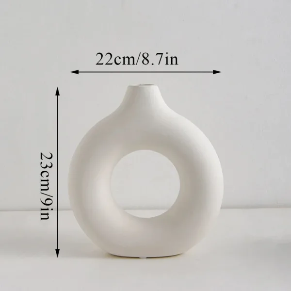 Plastic Circle Vase Donut Shape Living Room Decoration Dry Flower Vase Nordic Style Home Decor Furnishings Vase Room Decor