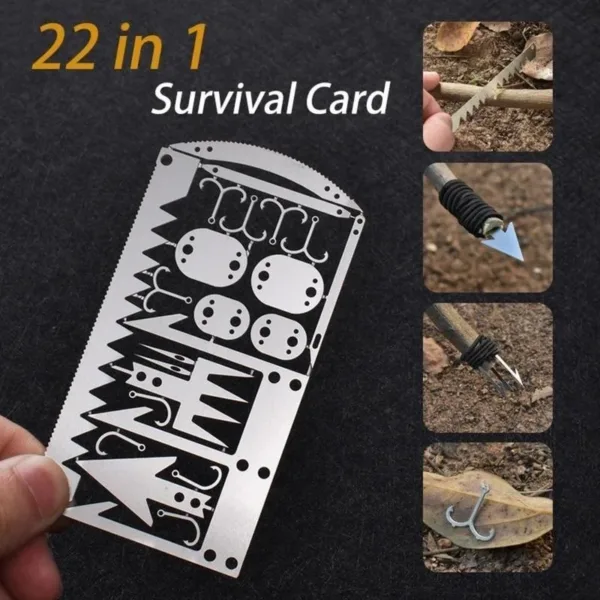 1PC Survival Tool Card 22-in-1 Portable Stainless Steel Camping Tools Multifunctional Fishing Supplies Outdoor Emergency - Image 4