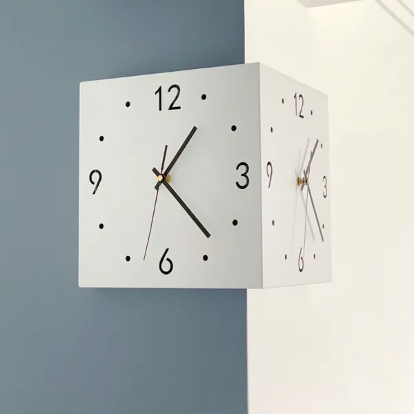 corner wall clock double sided wall clock living room creative simple decor - Image 5