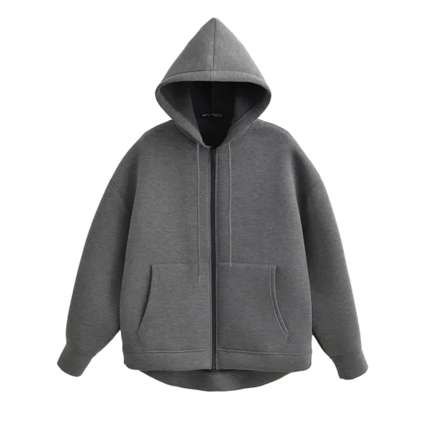 KEYANKETIAN Winter New Women's Zipper Hoodie High Street Unisex style Double Pockets Oversize Loose Sweatshirts Outerwear Top - Image 3