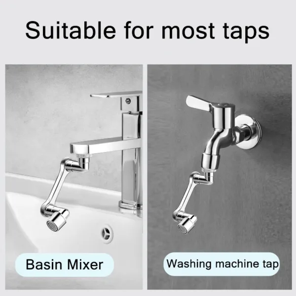 Universal 1080° Rotation Faucet Extender Washbasin Robot Arm Tap Dual Mode Sprayer Head Bathroom Splash Proof Swivel Faucet - Image 3
